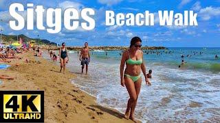 ️Sitges Beach Walk 4K, Barcelona Spain