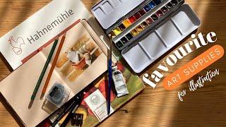 Favourite art supplies for illustration with watercolour | cute illustration, drawings & paintings