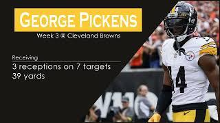 George Pickens WR Pittsburgh Steelers | Every target and catch | 2022 | Week 3 @ Cleveland Browns