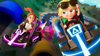 Niko and Mom race at ADLEY'S ARCADE!! Racing Karts, Laser Tag and grab a baby duck game! new cartoon
