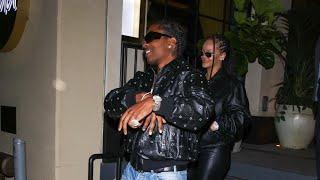 Rihanna and ASAP Rocky coordinated outfits for dinner date at Issima Restaurant in West Hollywood