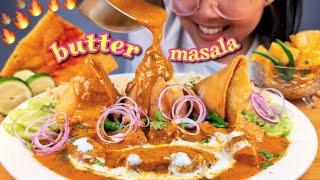 COOKING & EATING PANEER BUTTER MASALA WITH BIG SAMOSA &  RICE | SAMOSA WITH PANEER BUTTER MASALA