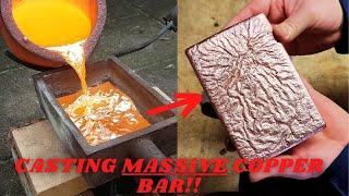 Casting massive copper bar! - Devil Forge - 4K molten metals