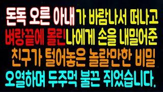 (신청사연) 돈독오른 아내가 바람나서 떠나고벼랑끝에 몰린 나에게 손을 내밀어준친구가 털어놓은 놀랄만한 비밀오열하며 두주먹 불끈 쥐었습니다. 라디오드라마 442사연