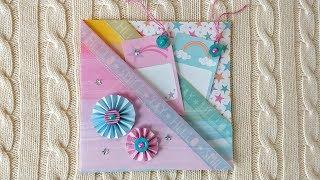 Making a pocket card with Trimcraft's "Chasing Rainbows" paper by Ruth Hamilton