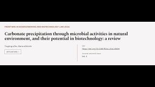 Carbonate precipitation through microbial activities in natural environment, and thei... | RTCL.TV