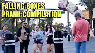 CRAZIEST REACTIONS AT FALLING BOXES PRANK COMPILATION