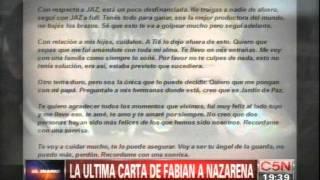 C5N -  SOCIEDAD:  LA ULTIMA CARTA DE FABIAN RODRIGUEZ A NAZARENA