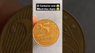 Moeda 25 centavos batida dupla #gold #s#coin #goldcoin #money #shorts