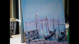 Tutorial painting video of venice misty romantic scene