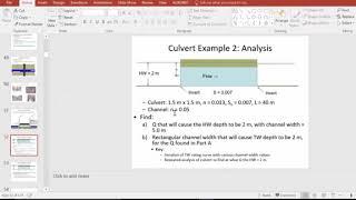 HY8 Demo, Tutorial, and Example 2   for culvert analysis and design