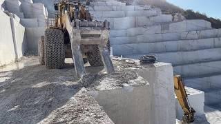 Mega Machines in Action: Excavators, Wheel Loaders & Dumpers in a Massive Marble Quarry of Birros