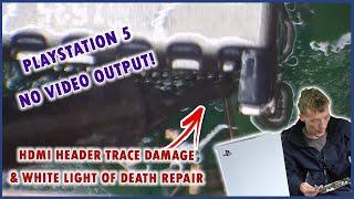 PlayStation 5 No Video Output Diagnosis & Repair - HDMI Header Trace Damage