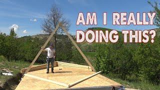 Raising the A's alone - A-FRAME CABIN BUILD OFF THE GRID