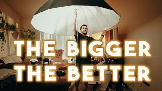 Comparing HUGE Lighting Modifiers: Booklight vs Softbox vs 7ft Umbrella