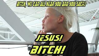 Yolandi from Die Antwoord shouting at Bat For Lashes (Natasha Khan) in Germany