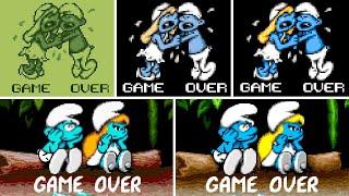 All The Smurfs Travel the World Versions - Death Animations & Game Over Screens!