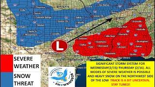 2/11/23 SIGNIFICANT SEVERE WEATHER/SNOW Mid next week + looking at the Carolina Snow this weekend.