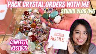 Pack Crystal Orders with me! Confetti Restock!! Studio Vlog 046