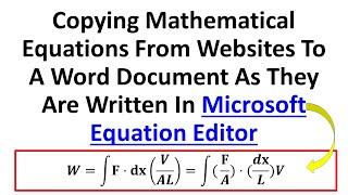 Copying Mathematical Equations From Websites To Microsoft Word Document Similar To  Equation Editor