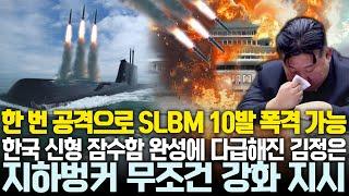 한 번 공격으로 SLBM 10발 폭격 가능 한국 신형 잠수함 완성에 다급해진 김정은 지하벙커 무조건 강화 지시