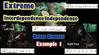 Extreme Interdependence/Independence Drum Grooves (Example 1) - Peter Weiner Hybrid Drumming Series