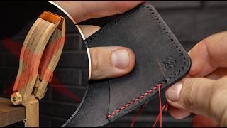 Stitching leather free-hand without pony🪡 My technique Why I don't use stitching pony?