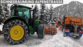 ️Neuschnee in den Bergen️Schneeräumung mit Unimog U400 und John Deere 6R in den Tiroler Alpen