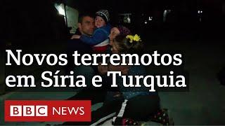 O momento em que novo terremoto atinge Turquia e Síria