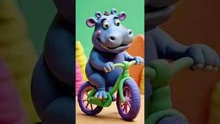 Бегемот едет на велосипеде \ Hippopotamus on a bicycle 001 #ai hippopotamus #riding #bicycle #AI