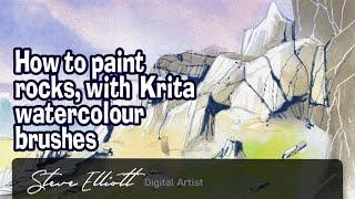 How to paint rocks, watercolour painting in Krita