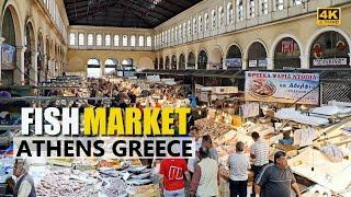 FISH MARKET ATHENS GREECE | OLD TRADITIONAL MARKET ATHENS CITY || FULL WALKING TOUR 4K || WORLD TOUR