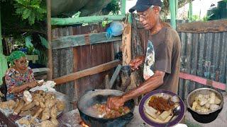 Arenque con yuca una tarde lluvioso para la cena, Comida Dominicana del Campo