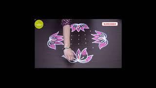 9 Dots Flower Rangoli/9 Chukkala Muggulu/Easy Flower Kolam Designs/Lotus Rangoli #shorts #beginners