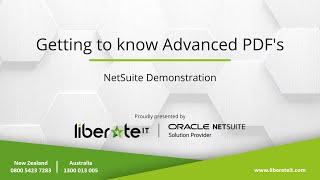 Oracle NetSuite - Getting to know Advanced PDF's with Liberate I.T.