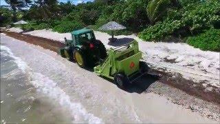 Caribbean Sargassum Cleanup with the Barber Surf Rake Beach Cleaner