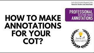 How to Make Annotations for Your COT Demo