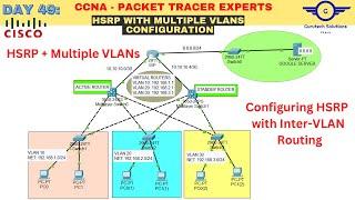 CCNA DAY 49: Configure HSRP with Multiple VLANs | HSRP with Inter-VLAN Routing Configuration