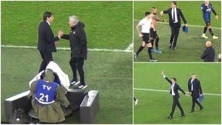 Inzaghi in festa dopo Roma-Inter 0-3: saluta Mourinho e va sotto la curva interista