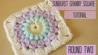 CROCHET: Sunburst granny square tutorial, ROUND TWO | Bella Coco