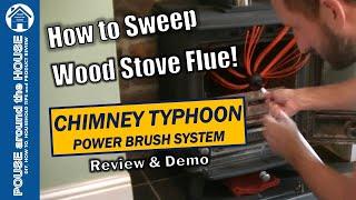 How to sweep wood burning stove flue. Chimney Typhoon review & demo. DIY clean & sweep chimney!