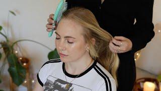 Relaxing Hair Play ASMR For Sleep  Hair Brushing, Scalp Check (Whisper, Real Person ASMR)