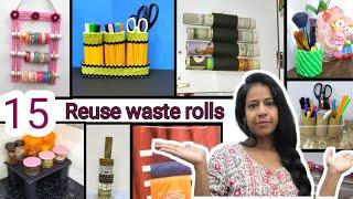 15ways to reuse tissue roll/tap roll/foilpaper roll/reuse ideas from waste roll #diy #zibscreations