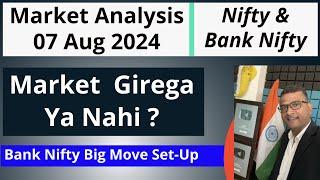 Nifty and Bank Nifty Live Trading & Analysis For Wednesday 07 Aug 24 | Bank Nifty Tomorrow, No Crash