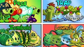 Random 4 Team Plants PEA x LAUNCH x ZOMBOID x TRAP - Who Will Win? - PvZ 2 Team Plant Battlez