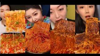 ASMR Chinese Mukbang Eating Extremely Spicy Enoki Mushroom爆辣金针菇吃播［Eating Sounds］