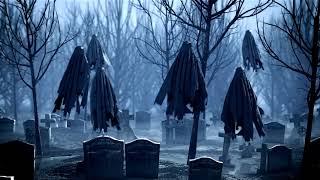 Floating Ghosts Cemetery Scene Halloween Projection Loops