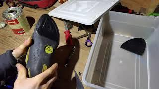 Resoling a climbing shoe