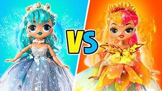 Water Vs. Fire Element Dolls Growing Up || 30 FUN DIYs 