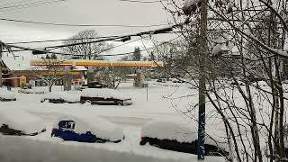 Snow in Victoria BC (Dec 2022) - Morning view of Shell Gas on Fort